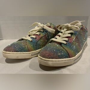 BADGLEY MISCHKA Rainbow Jubilee Rhinestone Diamond Lace Up Sneakers Womens 9